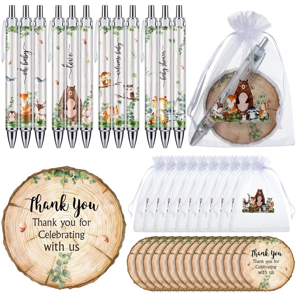 50 Sets Baby Shower Party Favor Gifts, Pens, Thank You Cards & Organza Bags